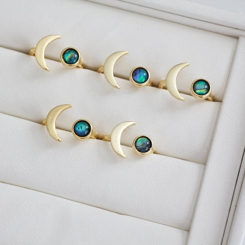 Ciara Abalone Crescent Ring Adjustable Elegant Jewelry