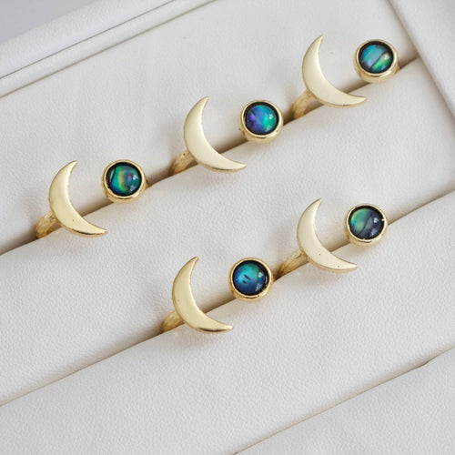 Ciara Abalone Crescent Ring Adjustable Elegant Jewelry