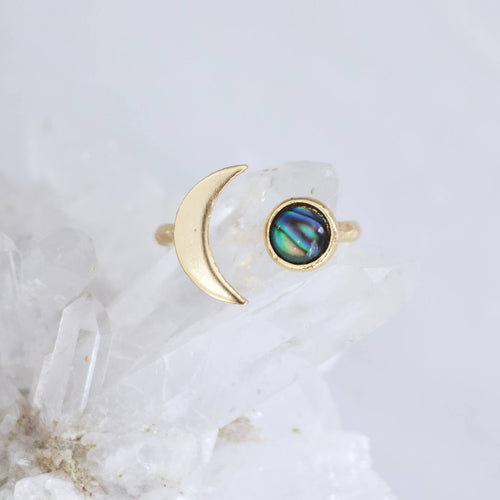 Ciara Abalone Crescent Ring Adjustable Elegant Jewelry