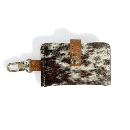 Claire Card Holder In Leather : Brown+White
