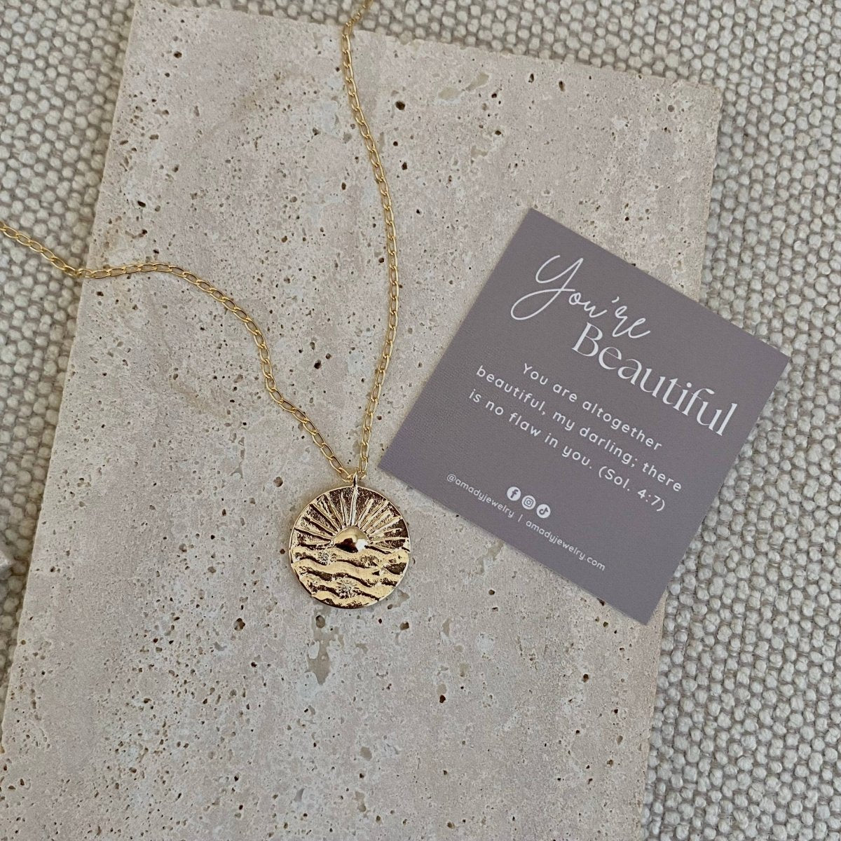 Coin Medallion Layering Necklace Gold Plated chain strand