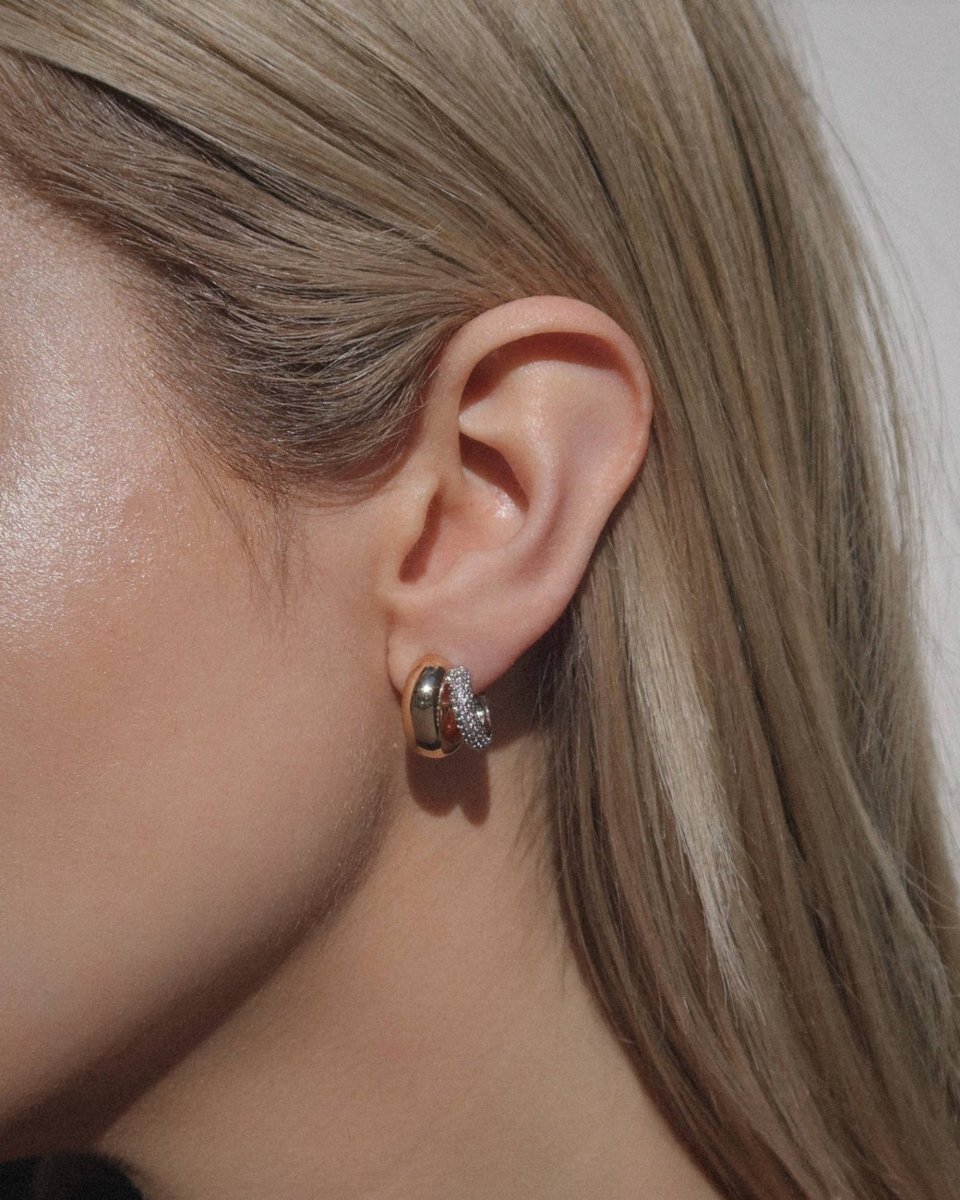 Conrad Pave Mixed Metal Hoops Earrings by Mod + Jo