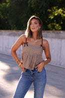 Country Charm Plaid Babydoll Tank Top