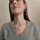 Crescent Moon Pendant Necklace With Opals and CZs by HolyBang Jewels