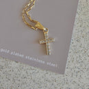 Cross Faith Religious 18k GF Glass Charm Necklace