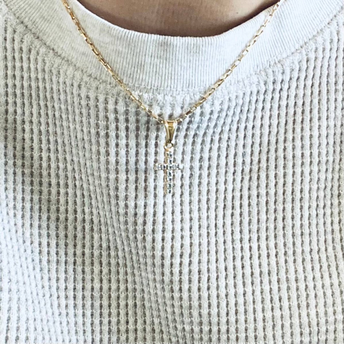 Cross Faith Religious 18k GF Glass Charm Necklace