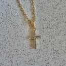 Cross Faith Religious 18k GF Glass Charm Necklace
