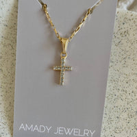 Cross Faith Religious 18k GF Glass Charm Necklace