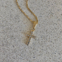 Cross Faith Religious 18k GF Glass Charm Necklace