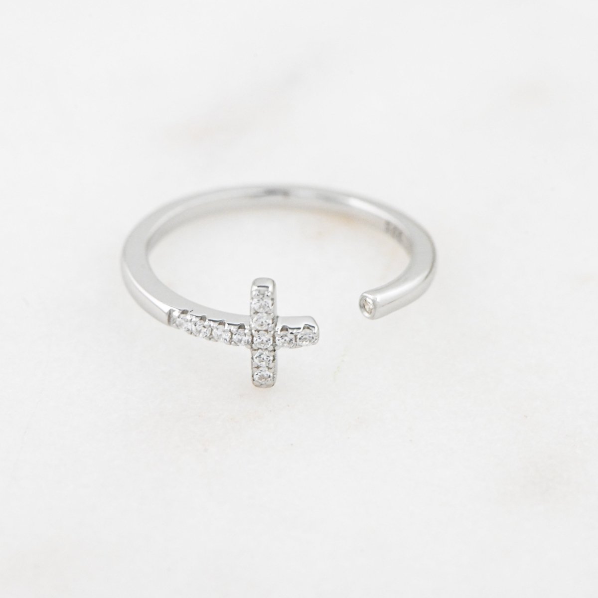 Cross Open Cuff Ring Rings by Sami Jewels