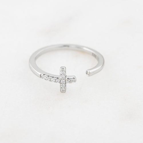 Cross Open Cuff Ring Rings by Sami Jewels
