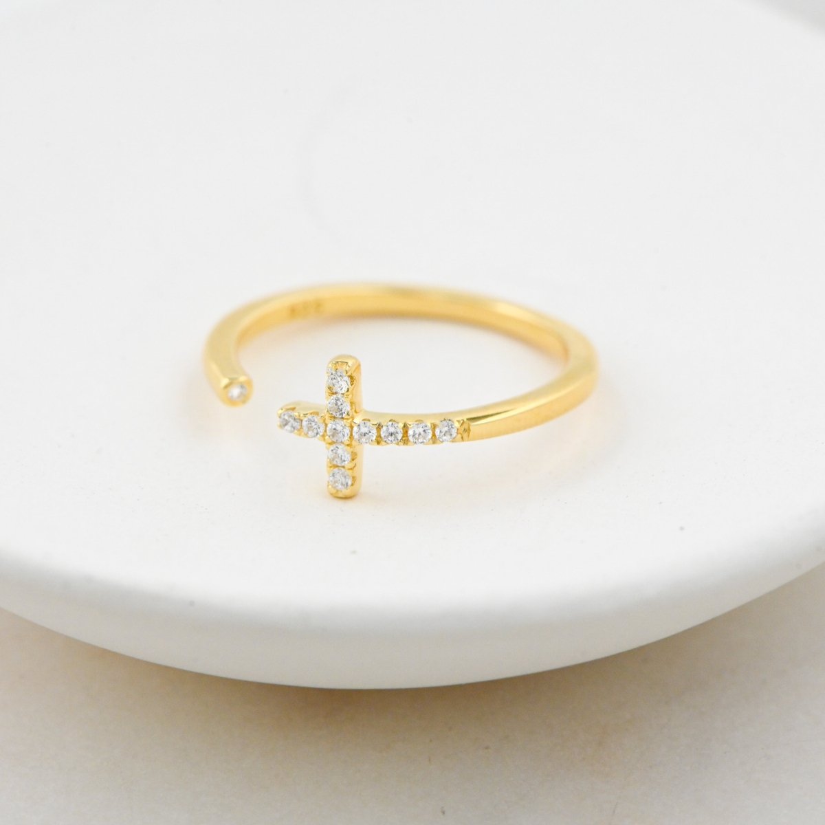 Cross Open Cuff Ring Rings by Sami Jewels