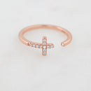 Cross Open Cuff Ring Rose Gold Rings by Sami Jewels