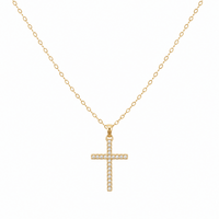 Cross Religious Cz Necklace Gold Filled