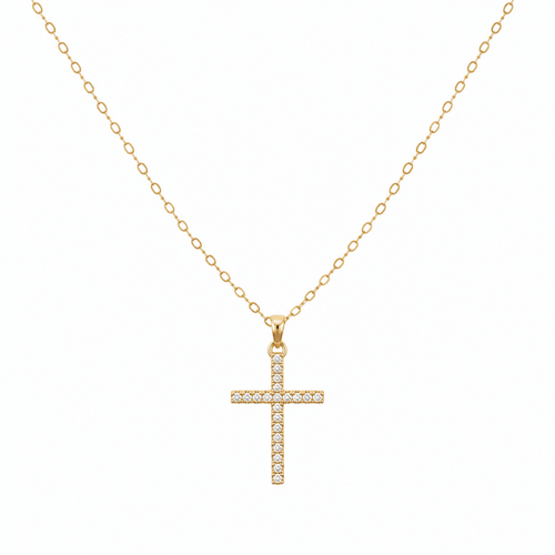 Cross Religious Cz Necklace Gold Filled - Red Bird Road