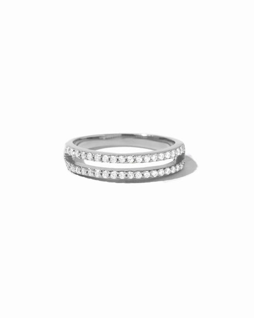 CZ Double Band Ring Silver 4