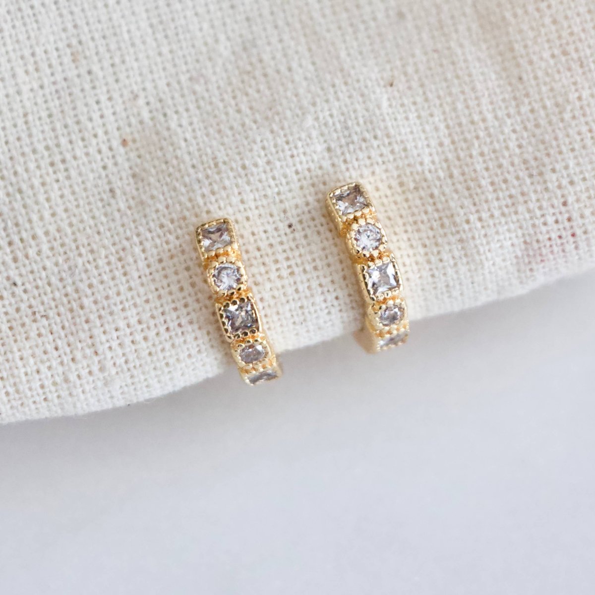 CZ Geometric Hoop Earrings 