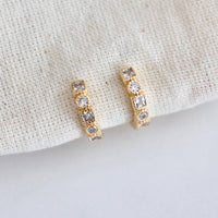 CZ Geometric Hoop Earrings