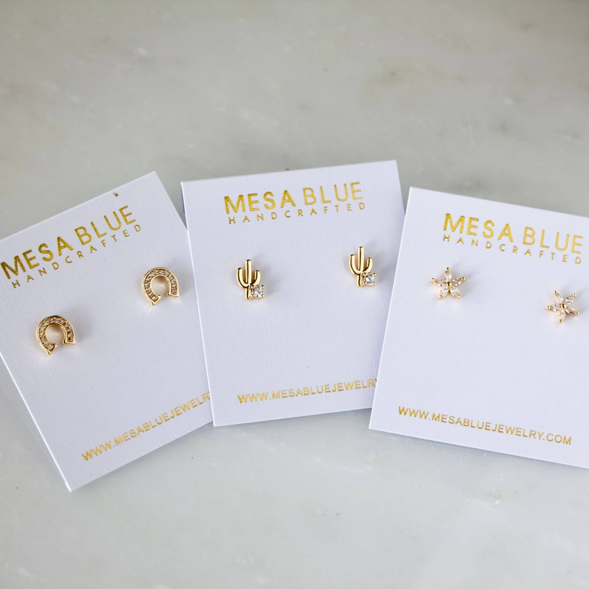 CZ Mini Horseshoe Stud Earrings