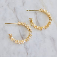 CZ Pave Hoop Earrings - Large