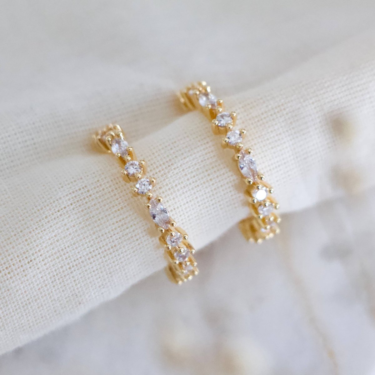 CZ Pave Hoop Earrings - Large 
