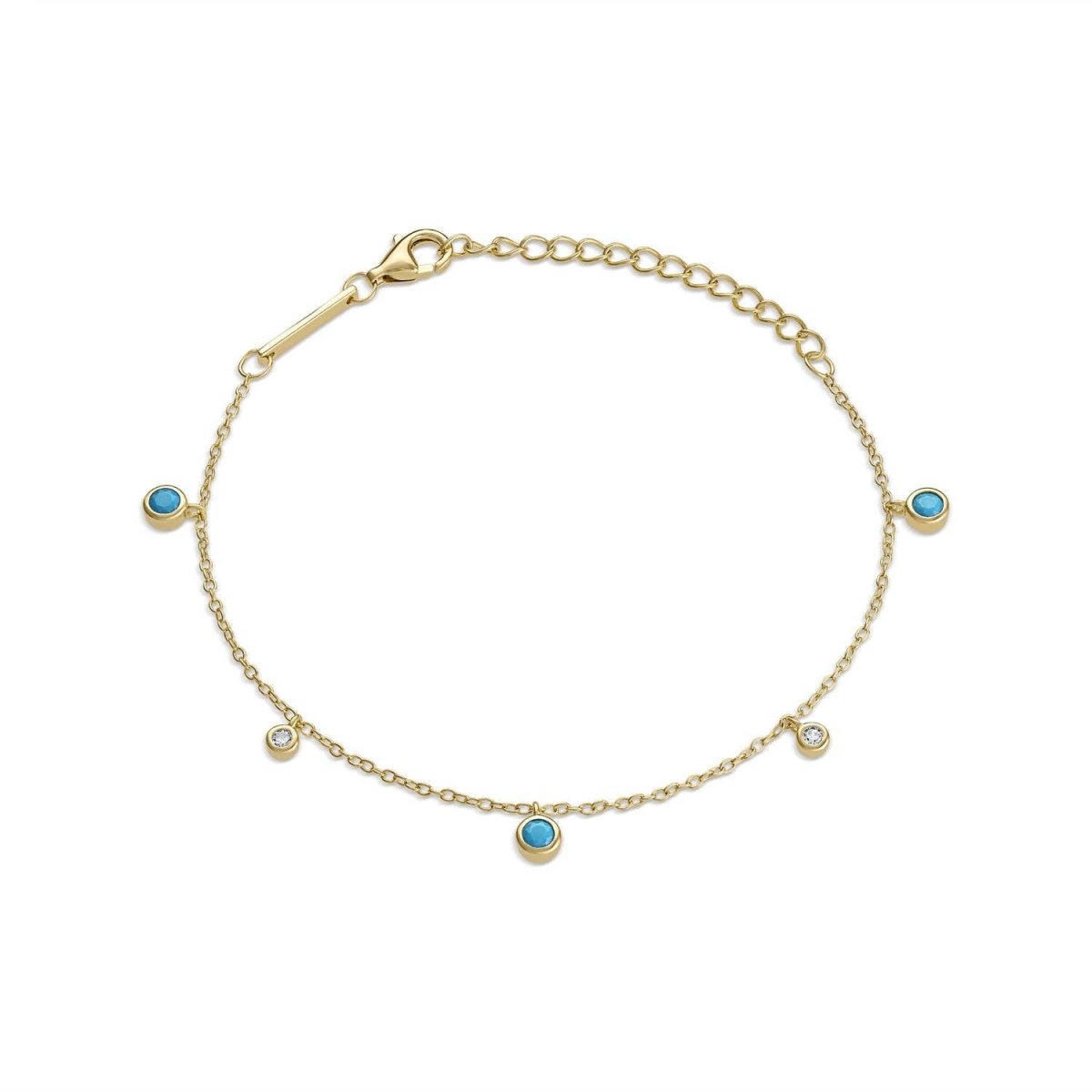 Dangle CZ Diamond Turquoise Bracelet by Emily Volaski