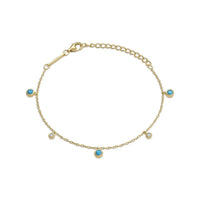 Dangle CZ Diamond Turquoise Bracelet