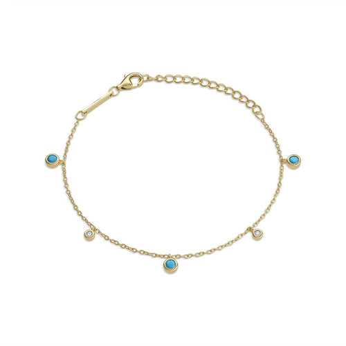 Dangle CZ Diamond Turquoise Bracelet by Emily Volaski