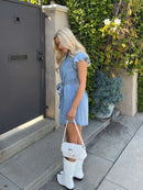 Denim Delight Button Down Belted Mini Dress - FINAL SALE