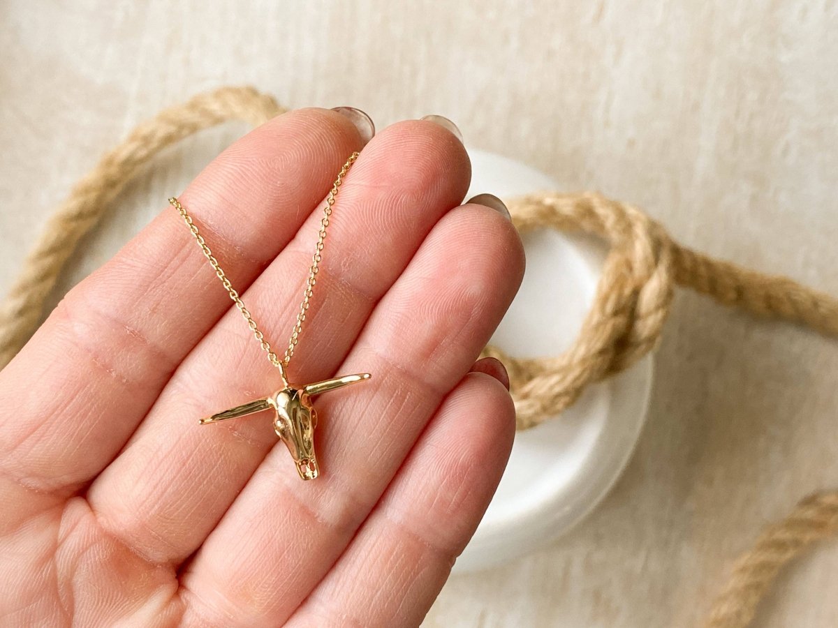 Desert Longhorn Necklace in Gold or Silver for Women