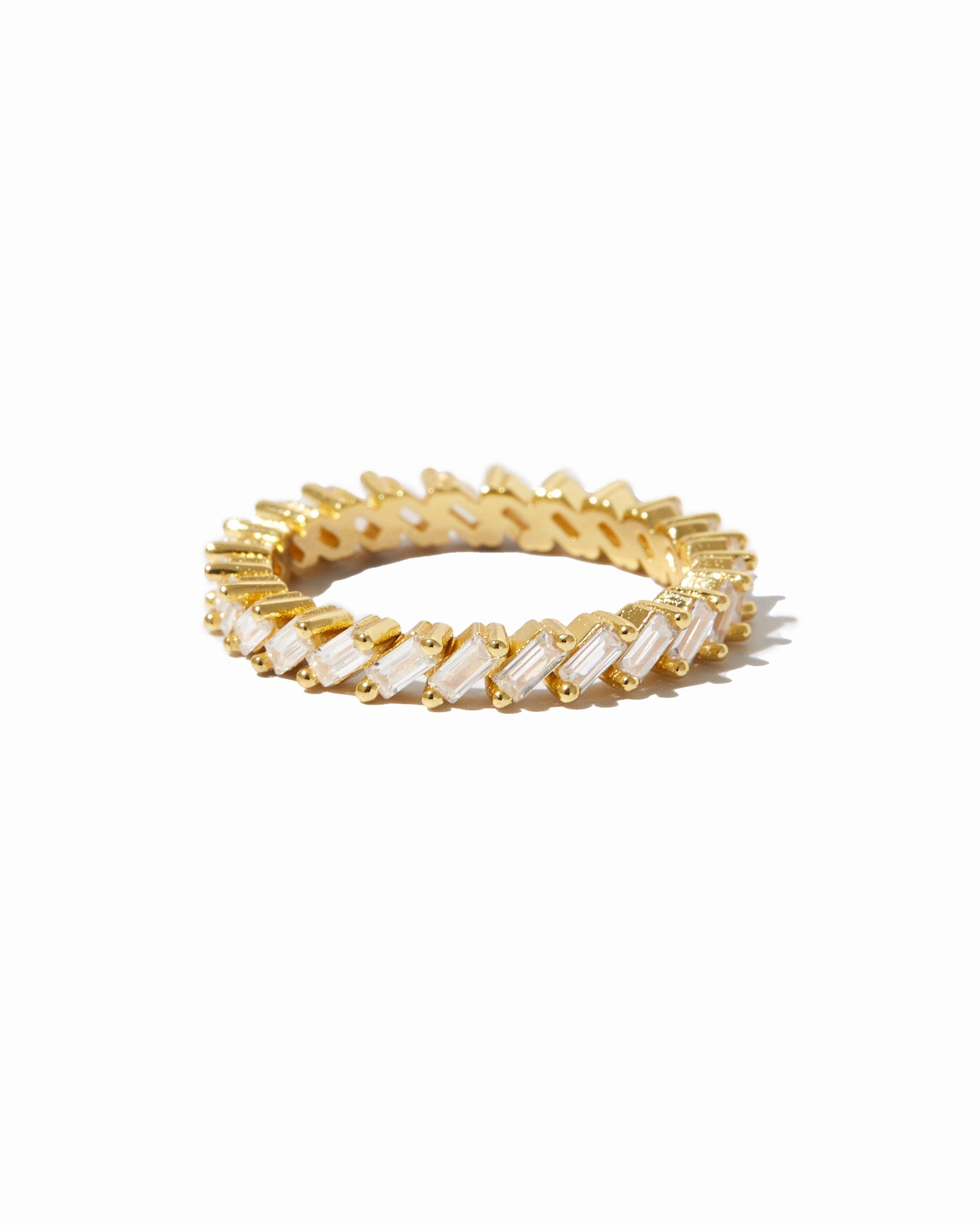 Slanted White CZ Baguette Ring