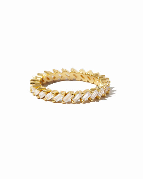 Slanted White CZ Baguette Ring
