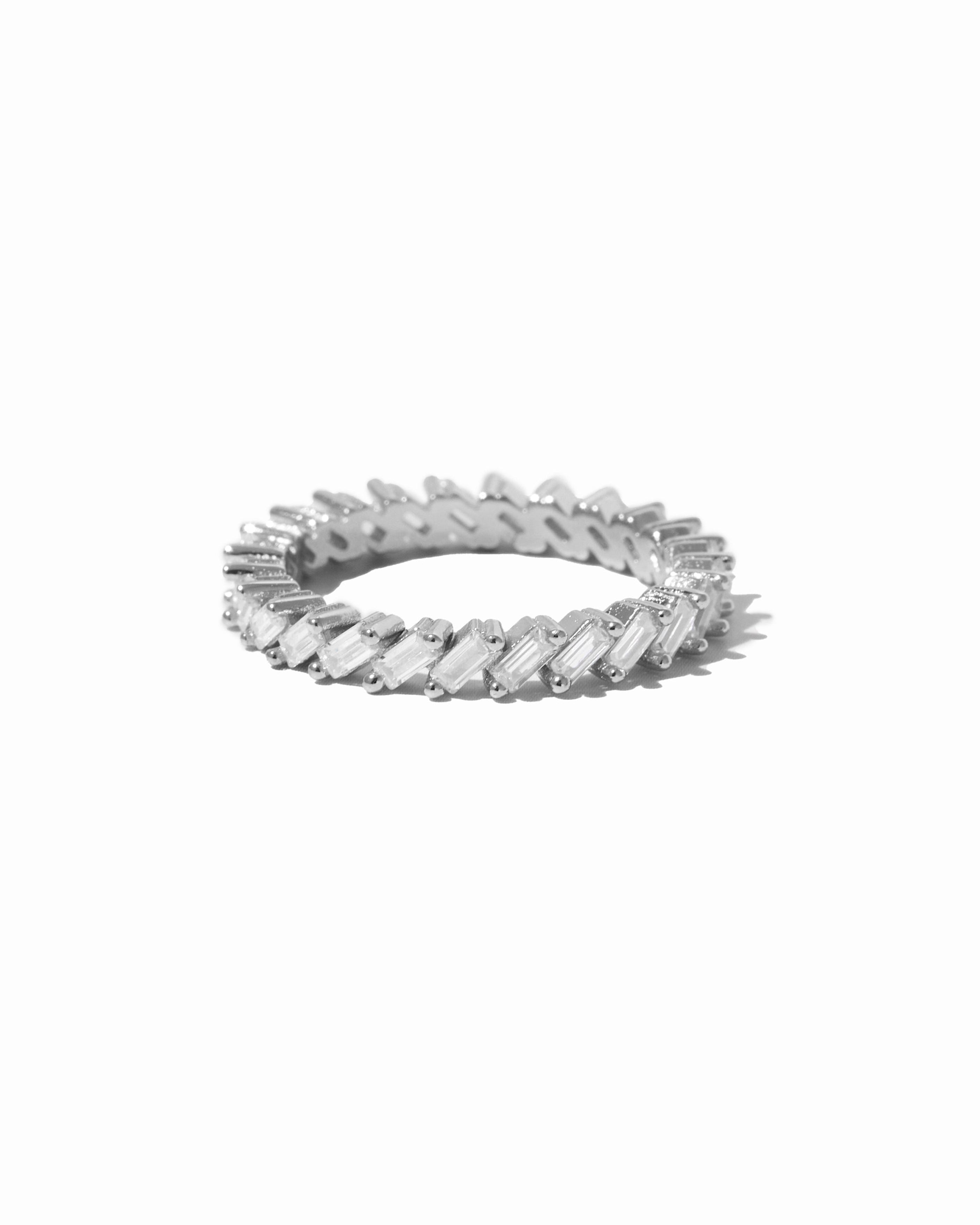 Slanted White CZ Baguette Ring