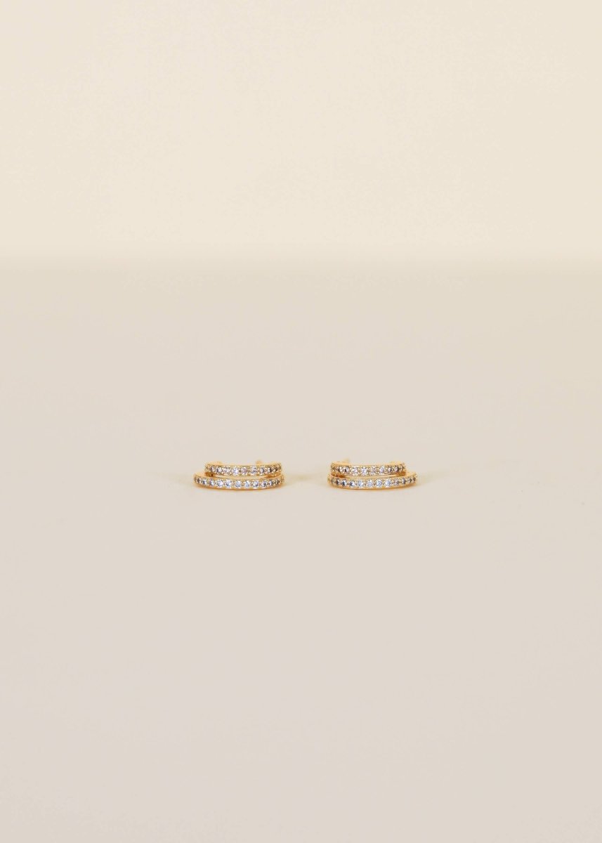 Double Champagne Hoop - Gold Earrings