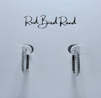 Double Take Crystal Rectangle Hoops Silver for Elegant Style