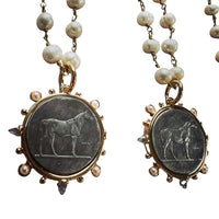 Dressage Pearl and Black Stones Necklace