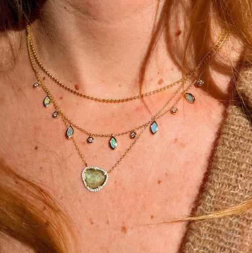 Drops of Spring Opal Necklace: Lavender Opal / Gold by Kamaria Jewelry