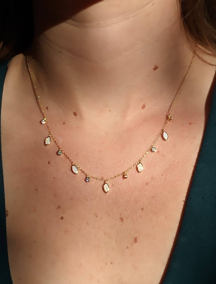 Drops of Spring Opal Necklace: Lavender Opal / Silver by Kamaria Jewelry