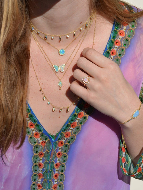 Drops of Spring Opal Necklace: Lavender Opal / Silver by Kamaria Jewelry