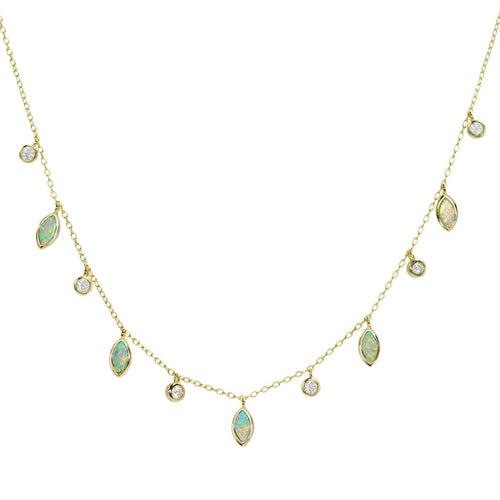 Drops of Spring Opal Necklace: Light Green Opal / Gold by Kamaria Jewelry
