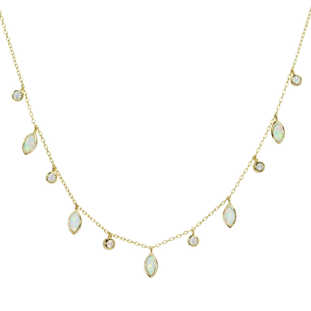 Drops of Spring Opal Necklace: Light Green Opal / Silver by Kamaria Jewelry