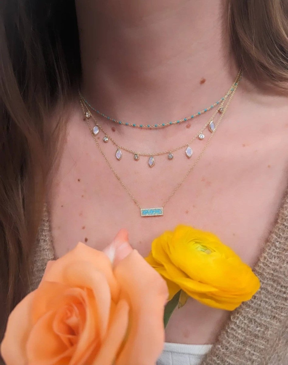 Drops of Spring Opal Necklace: Light Green Opal / Silver by Kamaria Jewelry