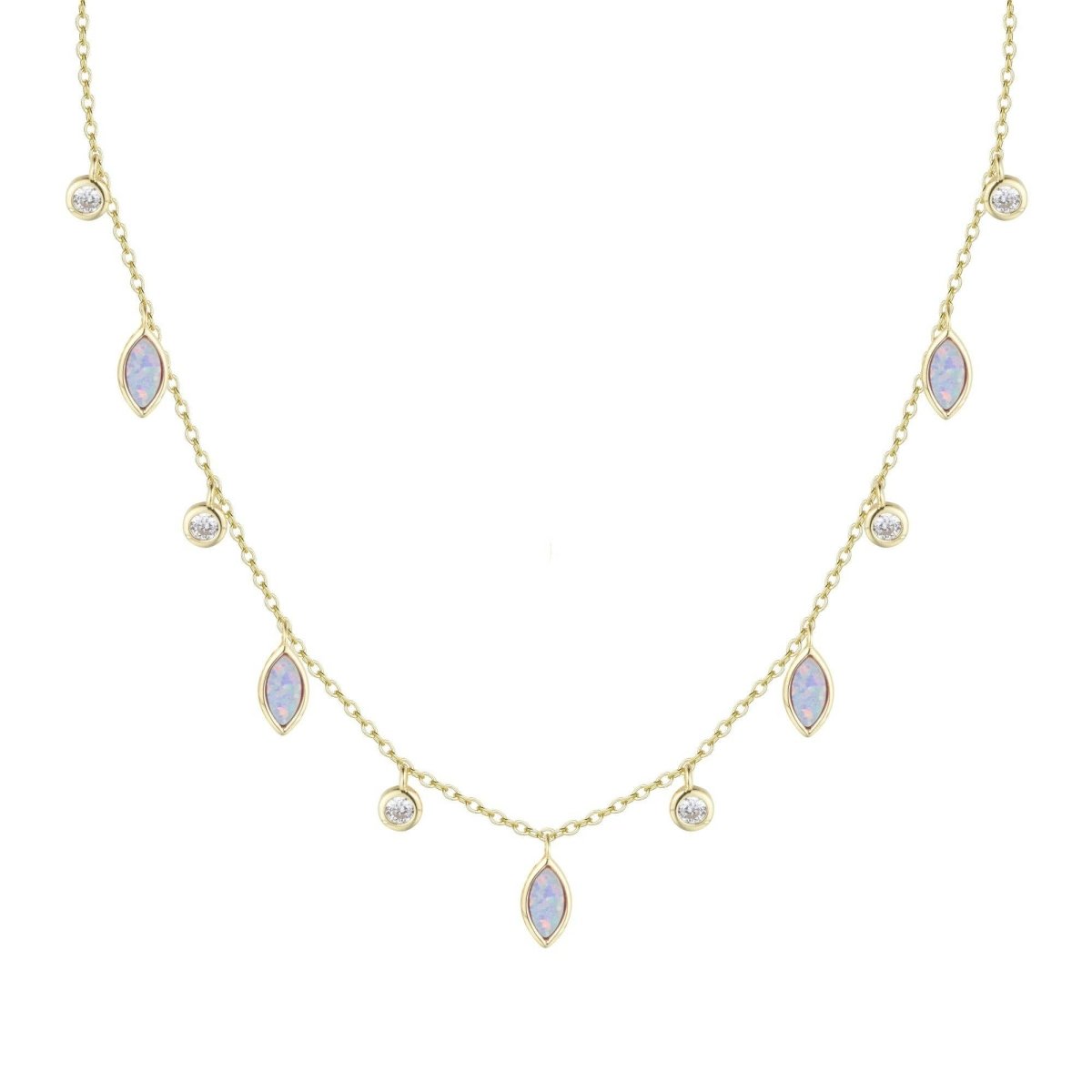 Drops of Spring Opal Necklace: Light Green Opal / Silver by Kamaria Jewelry