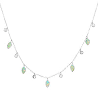 Drops of Spring Opal Necklace: Light Green Opal / Silver