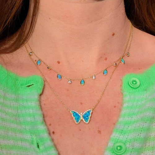 Drops of Spring Opal Necklace: Light Green Opal / Silver by Kamaria Jewelry