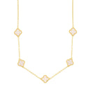 White Mother of Pearl Flower Station Necklace gold