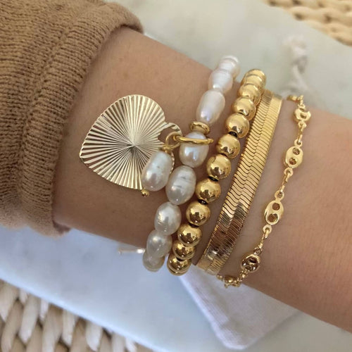 Elaina Essential 24k Gold Beaded Bracelet - Adjustable & Water Resistant