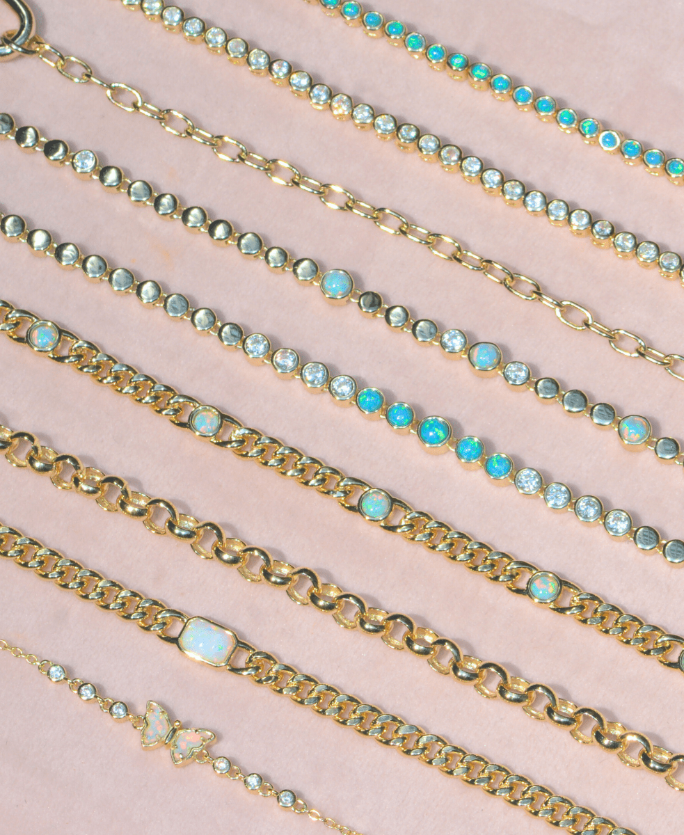 Emerald Cut Opal Curb Chain Bracelet by Kamaria Jewelry