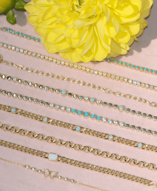 Emerald Cut Opal Curb Chain Bracelet by Kamaria Jewelry