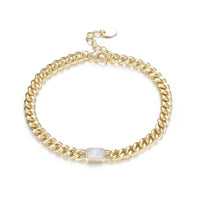 Emerald Cut Opal Curb Chain Bracelet